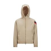 Chique Beige Windjack met Tricolour Strepen Moncler , Beige , Heren