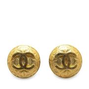 Pre-owned Metal earrings Chanel Vintage , Yellow , Dames