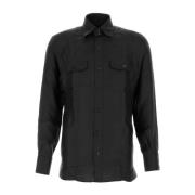 Zijden Zwarte Shirt voor Mannen Tom Ford , Black , Heren