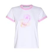 Witte Katoenen T-shirt met Frontprint Alexander Wang , White , Dames