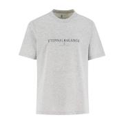 Klassieke Crew-neck T-shirt met Front Print Brunello Cucinelli , Gray ...