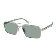 Zilveren Metalen Frame Zonnebril Verd Petrolio Prada , Gray , Heren