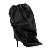 Zwarte leren enkellaarzen Alexander McQueen , Black , Dames