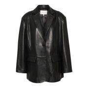 Zwarte leren blazer jas Gestuz , Black , Dames