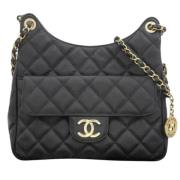 Pre-owned Leather chanel-bags Chanel Vintage , Black , Dames