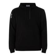 Zwarte Katoenen Hoodie met Wit Logo Detail Emporio Armani EA7 , Black ...