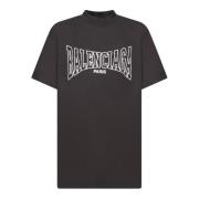 Vintage Zwart T-shirt met Opvallend Logo Balenciaga , Black , Heren