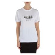 Vlammenkatoen Modal T-shirt Guess , White , Dames