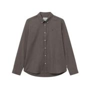 Mountain Grey/Ivory Dessert Stripe Shirt Les Deux , Gray , Heren