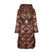 Lange donsparka met horizontaal gestreept quilten Max Mara , Brown , D...