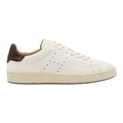 Witte Leren Sneakers Ronde Neus Hogan , Beige , Heren