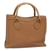 Pre-owned Leather handbags Gucci Vintage , Brown , Dames