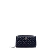 Pre-owned Leather wallets Chanel Vintage , Blue , Dames