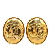 Pre-owned Metal earrings Chanel Vintage , Yellow , Dames