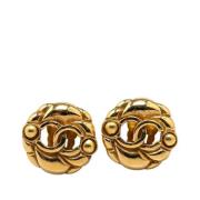 Pre-owned Metal earrings Chanel Vintage , Yellow , Dames