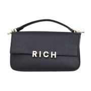 Zwarte handtas met metalen logodetail Richmond , Black , Dames