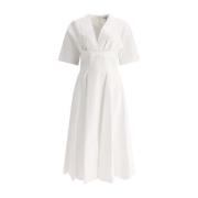 Witte Katoenen Midi Jurk Alaïa , White , Dames