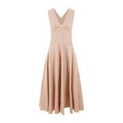 Elegante Beige Katoenen Midi Jurk Alaïa , Beige , Dames