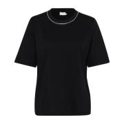 Zwart Diep Tee Oversized Ronde Hals Kaffe , Black , Dames