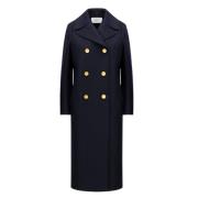 Elegante Dubbelrijige Militaire Jas Harris Wharf London , Blue , Dames