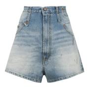 Denim Shorts met Achterlogo Label R13 , Blue , Dames