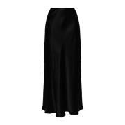 Zwarte Satijnen Maxi Rok Vince , Black , Dames