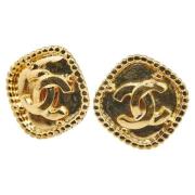 Pre-owned Metal earrings Chanel Vintage , Yellow , Dames