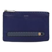 Pre-owned Leather clutches Fendi Vintage , Blue , Dames