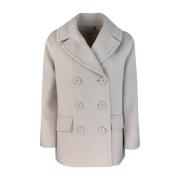 Witte Wollen Jas Zijde Gevoerd Max Mara Studio , White , Dames