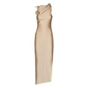 Beige Asymmetrische Bloem Jurk Coperni , Beige , Dames