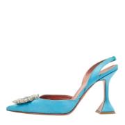 Pre-owned Satin sandals Amina Muaddi Pre-owned , Blue , Dames