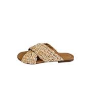 Gevlochten PU Leren Slides See by Chloé , Beige , Dames