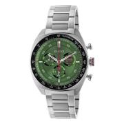 Ya142318 - Interlocking 41mm roestvrijstalen kast, groene wijzerplaat,...