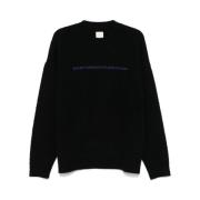 Zwarte Gebreide Fleece Trui Emporio Armani , Black , Heren