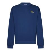 Blauwe Geribbelde Trui met Krokodillenbadge Lacoste , Blue , Heren