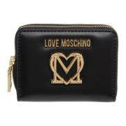 Portemonnee met ritssluiting en logo Love Moschino , Black , Dames