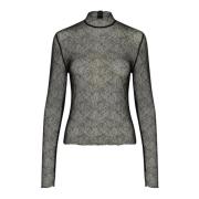 Elegante Kant Blouse Zwart Gestuz , Black , Dames