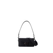 Zwarte leren schoudertas met klep Coach , Black , Dames