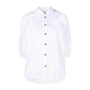 Casual Katoenen Overhemd voor Vrouwen Ganni , White , Dames