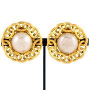 Pre-owned Metal earrings Chanel Vintage , Yellow , Dames