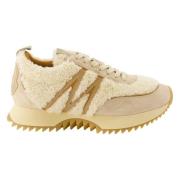 Shearling Suede Beige Basket Schoenen Moncler , Beige , Dames