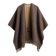 Dubbelzijdige Cape met Franjes Woolrich , Brown , Dames