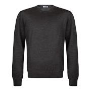 Donkergrijze Crew Neck Wol Zijde Trui Gran Sasso , Gray , Heren