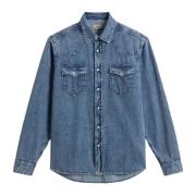 Denim Western Shirt Woolrich , Blue , Heren