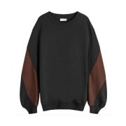 Crew Sweatshirt met Paneel Mouwen in Zwart Dries Van Noten , Black , H...