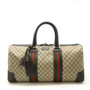 Pre-owned Leather travel-bags Gucci Vintage , Beige , Dames