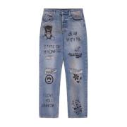 Denim Sketch Effect Broek in Lichtblauw Barrow , Blue , Heren