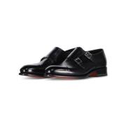 Leren dubbele monkstraps voor stijlvolle look Santoni , Black , Heren