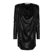 Zwarte Gedrapeerde Korte Jurk Gestuz , Black , Dames