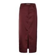 Eenvoudige Blood Red Rok met Voorspleet Gestuz , Red , Dames